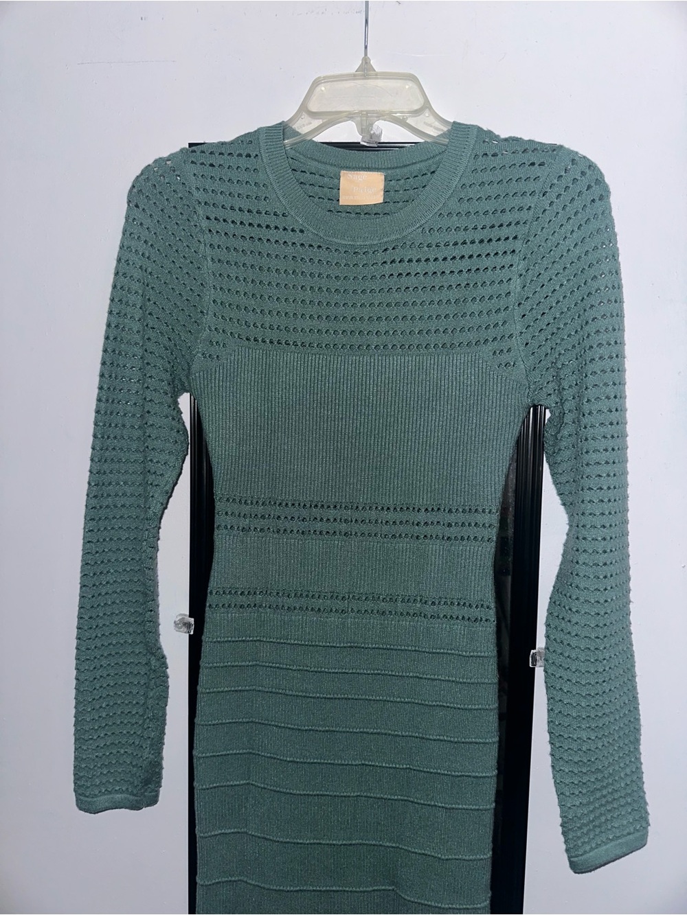 Sage & Paige Sage Green Long Sleeve Knit Sweater Dress